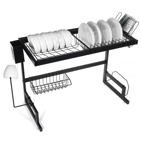 65/85cm Dish Drain Rack Kitchen Sink Dish Drying Shelf Tableware Cup Bowl Storage Tray Holder Organizer