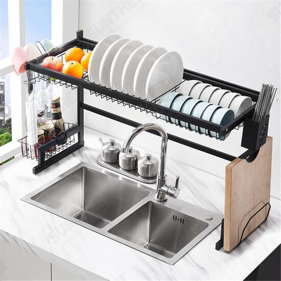 65/85cm Dish Drain Rack Kitchen Sink Dish Drying Shelf Tableware Cup Bowl Storage Tray Holder Organizer