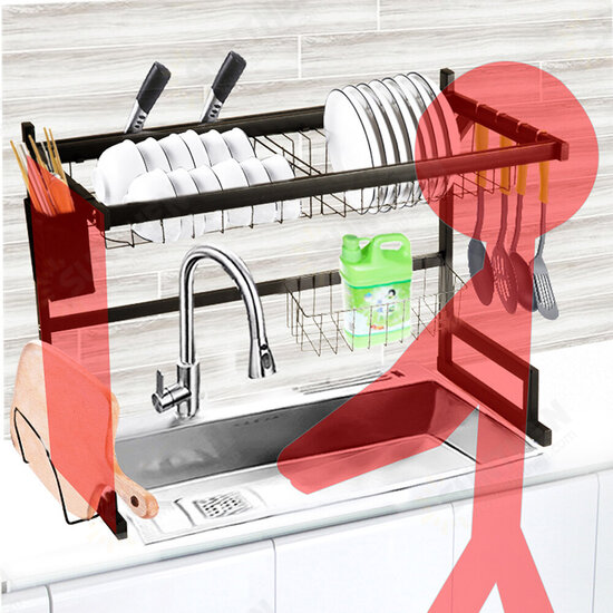 65cm/85cm Stainless Steel Over Sink Dish Drying Rack Storage Multifunctional Arrangement for Kitchen Counter