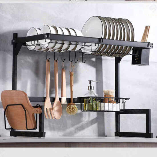 65cm/85cm Stainless Steel Over Sink Dish Drying Rack Storage Multifunctional Arrangement for Kitchen Counter