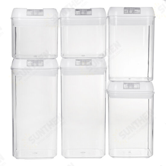 6pcs Airtight Refrigerator Food Container Storage with Lock Lids Plastic Transparent Multigrain Containers Storage Supplies