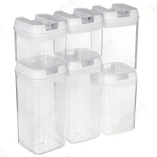 6pcs Airtight Refrigerator Food Container Storage with Lock Lids Plastic Transparent Multigrain Containers Storage Supplies