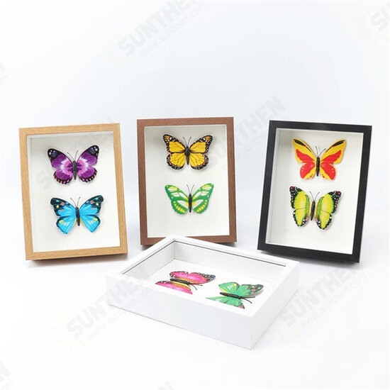 A4/6/8/10 inch 3D Hollow Photo Frame Wood Butterfly Dragonfly Dry Flower Frame Home Office Desktop Ornament Gift Supplies