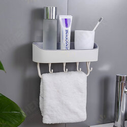 Bathroom Wall-mounted Storage Shelf Kitchen Storage Caddy Rack Organizer Tray Towel Holder No Drill with Hook Bathroom Wall-mounted Storage Shelf Kitchen Storage Caddy Rack Organizer Tray Towel Holder No Drill with Hook