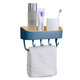 Bathroom Wall-mounted Storage Shelf Kitchen Storage Caddy Rack Organizer Tray Towel Holder No Drill with Hook