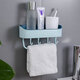 Bathroom Wall-mounted Storage Shelf Kitchen Storage Caddy Rack Organizer Tray Towel Holder No Drill with Hook