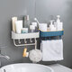 Bathroom Wall-mounted Storage Shelf Kitchen Storage Caddy Rack Organizer Tray Towel Holder No Drill with Hook