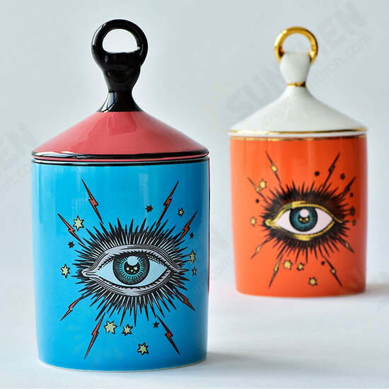 Big Eyes Jar Hands with Ceramic Lids Decorative Cans Candle Holders Storage Cans Cosmetic Storage Tank Pen Pencils Holder