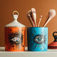 Big Eyes Jar Hands with Ceramic Lids Decorative Cans Candle Holders Storage Cans Cosmetic Storage Tank Pen Pencils Holder