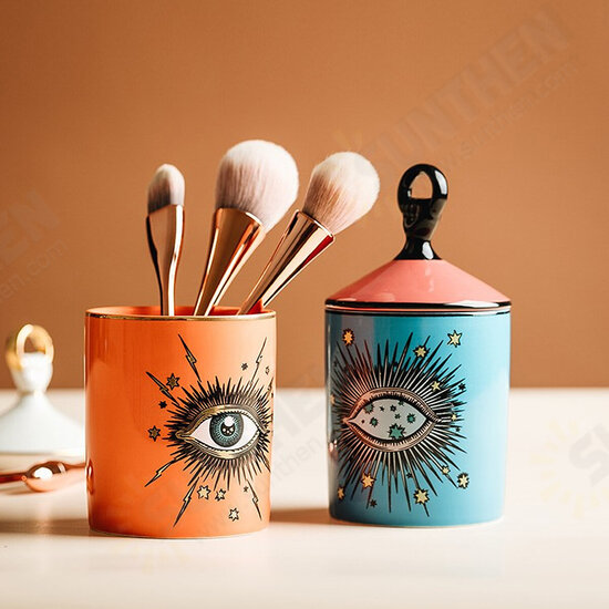 Big Eyes Jar Hands with Ceramic Lids Decorative Cans Candle Holders Storage Cans Cosmetic Storage Tank Pen Pencils Holder