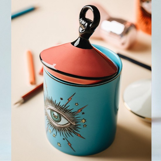Big Eyes Jar Hands with Ceramic Lids Decorative Cans Candle Holders Storage Cans Cosmetic Storage Tank Pen Pencils Holder