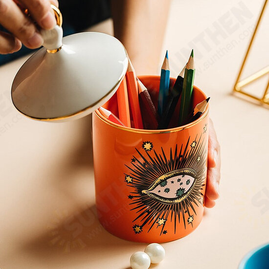 Big Eyes Jar Hands with Ceramic Lids Decorative Cans Candle Holders Storage Cans Cosmetic Storage Tank Pen Pencils Holder