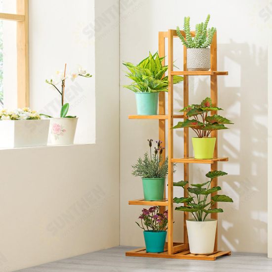 Bookshelf 5/6/7 Tiers Plant Stand Flower Shelf Multi-level Indoor Balcony Green Porch Solid Wood Living Room Floor-mounted Multi-meat Racks Space Saving