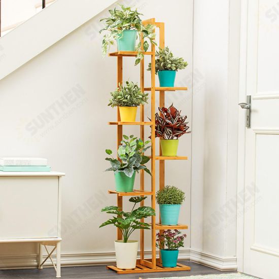 Bookshelf 5/6/7 Tiers Plant Stand Flower Shelf Multi-level Indoor Balcony Green Porch Solid Wood Living Room Floor-mounted Multi-meat Racks Space Saving