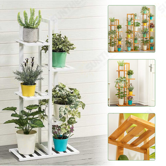 Bookshelf 5/6/7 Tiers Plant Stand Flower Shelf Multi-level Indoor Balcony Green Porch Solid Wood Living Room Floor-mounted Multi-meat Racks Space Saving