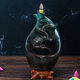 Ceramic Backflow Incense Burner Holder Handmade Black Incense Censer Home Furniture Decor with 10pcs Cones