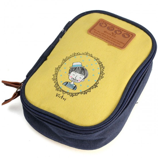 Childhood Memory Pencil Case Time Canvas Coin Purse Cosmetic Bag Double Zipper Storage Bag Multifunction Pouch