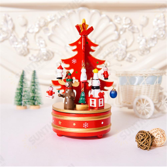 Christmas Decorations Creative Wooden Christmas Tree Deer Santa Claus Music Box Christmas Desktop Ornaments