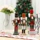Christmas Nutcracker Soldier Doll Wooden Puppet Vintage Desktop Ornaments 25cm Festival Decoration