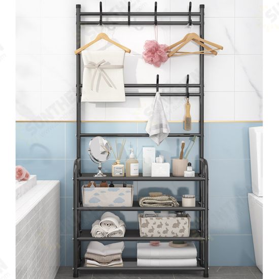 Clothes Storage Rack Floor Clothes Rack Shoes Rack Combination For Entryway Livingroom Restroom Decoration