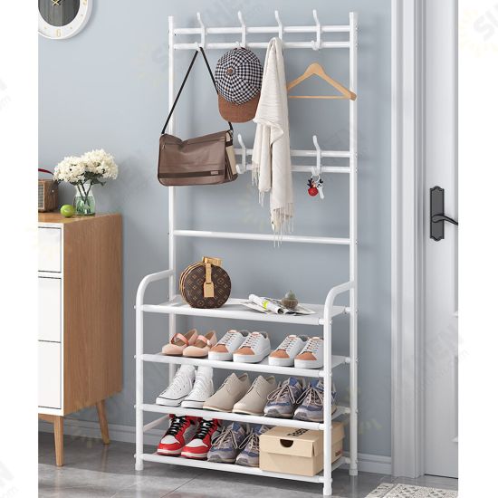 Clothes Storage Rack Floor Clothes Rack Shoes Rack Combination For Entryway Livingroom Restroom Decoration