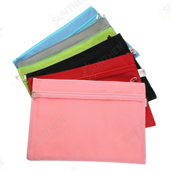 Colorful Double Layer Canvas Cloth Zipper Book Pencil Pen Case Bag File Document Bags