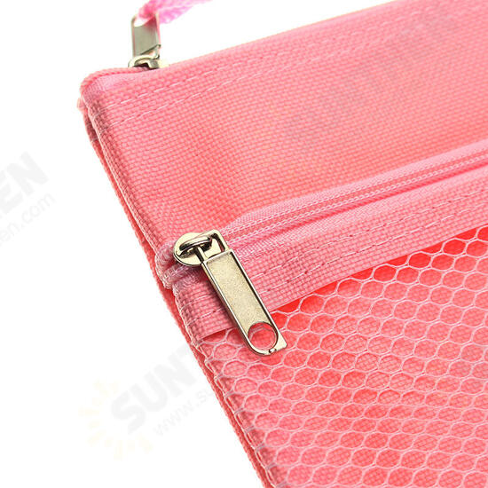 Colorful Double Layer Canvas Cloth Zipper Book Pencil Pen Case Bag File Document Bags Colorful Double Layer Canvas Cloth Zipper Book Pencil Pen Case Bag File Document Bags
