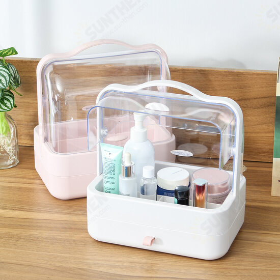 Cosmetic Storage Box Transparent Dust Cover Desktop Makeup Organizer Household Portable Shelf Cosmetic Storage Box Transparent Dust Cover Desktop Makeup Organizer Household Portable Shelf