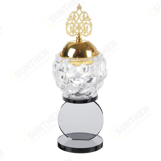 Crystal Incense Burner Plating Metal Polishing Incense Burner Traditional For Home Office Desktop Decorative Ornaments