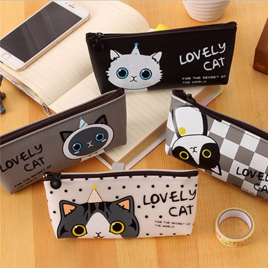 Cute Cartoon Cat Pencil Case Box Pens Storage Bag Pouch Stationary Makeup Bag