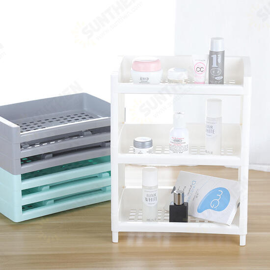 Desktop 3 Layers Storage Shelf Stationery Cosmetics Makeup Brushes Holder Sundries Organizer Office Home Bathroom Supplies