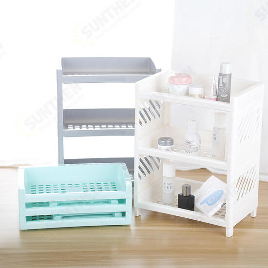 Desktop 3 Layers Storage Shelf Stationery Cosmetics Makeup Brushes Holder Sundries Organizer Office Home Bathroom Supplies