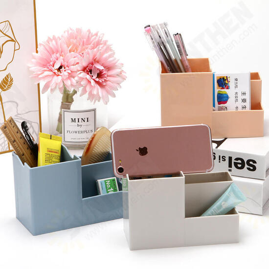 Desktop 4 Grids Remote Control Storage Box Pen Holder Stationery Cosmetics Makeup Brushes Holder Organizer Home Office Supplies