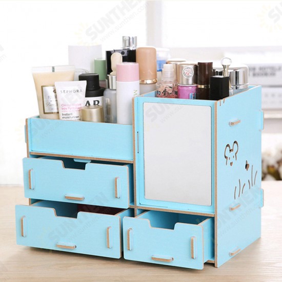 Desktop Storage Case Wooden Cosmetic Drawer Makeup Organizer Makeup Storage Box Container for Home Office