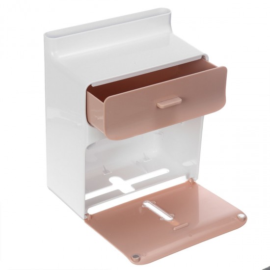 Double Layers Drawer Tissue Box No punching and Waterproof Bathroom Storage Organizer Household Office Desktop Supplies