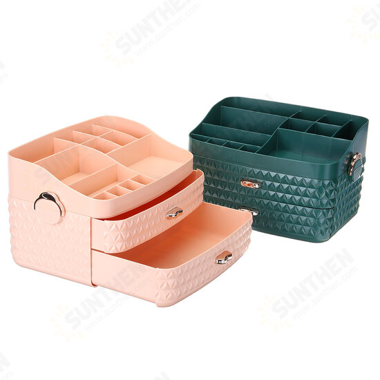 Dustproof Cosmetic Storage Box with Drawer Large Capacity Desktop Furnishings Organizer Home Desk Sundries Storage