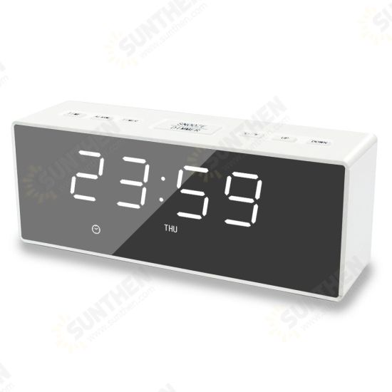 EK8609 Digital Alarm Clock Timer LED Mirror Snooze Table Clock Electronic Time Date Temperature Display Home Decorations