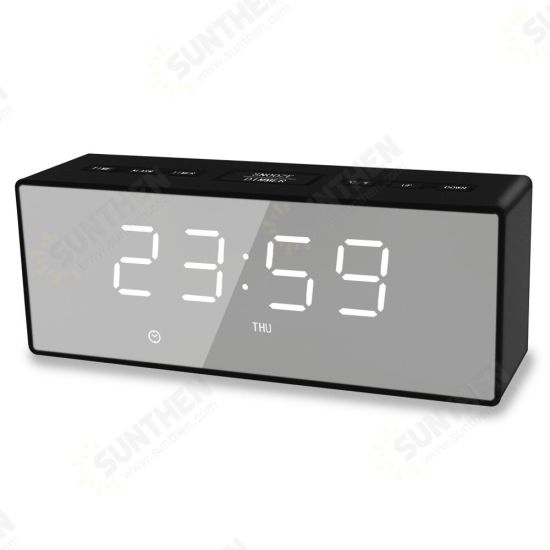 EK8609 Digital Alarm Clock Timer LED Mirror Snooze Table Clock Electronic Time Date Temperature Display Home Decorations