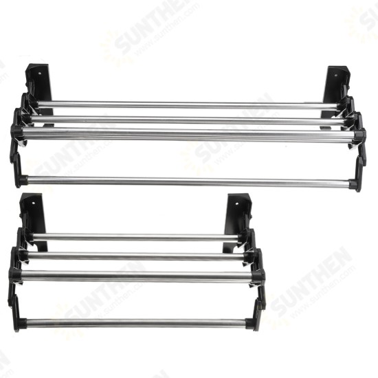 Expandable Wall Hanging Rack Punch-free Stainless Steel Bathroom Bath Towel Rack Space Saving Storage Shelf