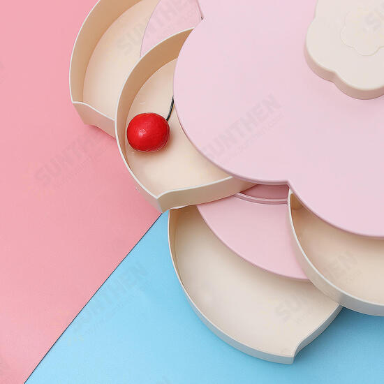 Flower Rotating Candy Box 1/2 Layers Dried Fruit Plate Wedding Snack Serving Tray Desktop Organizer Flower Rotating Candy Box 1/2 Layers Dried Fruit Plate Wedding Snack Serving Tray Desktop Organizer