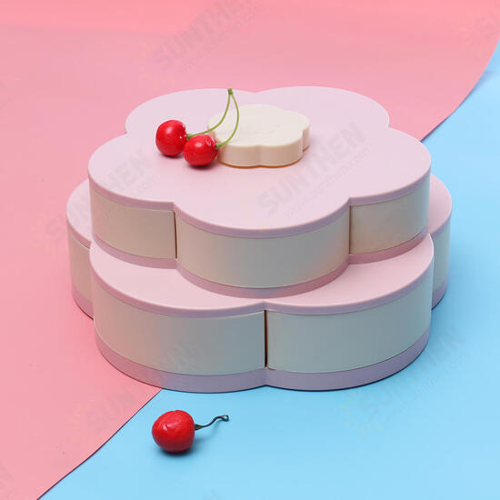 Flower Rotating Candy Box 1/2 Layers Dried Fruit Plate Wedding Snack Serving Tray Desktop Organizer Flower Rotating Candy Box 1/2 Layers Dried Fruit Plate Wedding Snack Serving Tray Desktop Organizer