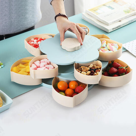 Flower Rotating Candy Box 1/2 Layers Dried Fruit Plate Wedding Snack Serving Tray Desktop Organizer Flower Rotating Candy Box 1/2 Layers Dried Fruit Plate Wedding Snack Serving Tray Desktop Organizer