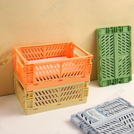 Foldable Plastic Storage Box High Capacity Desktop Sundries Storage Basket for Office Dormitory Stationery Organizer