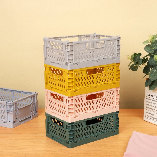 Foldable Plastic Storage Box High Capacity Desktop Sundries Storage Basket for Office Dormitory Stationery Organizer