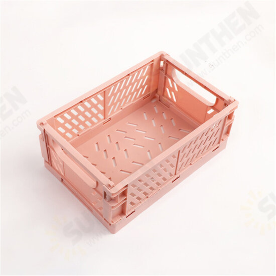 Foldable Plastic Storage Box High Capacity Desktop Sundries Storage Basket for Office Dormitory Stationery Organizer