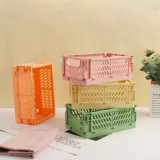 Foldable Plastic Storage Box High Capacity Desktop Sundries Storage Basket for Office Dormitory Stationery Organizer