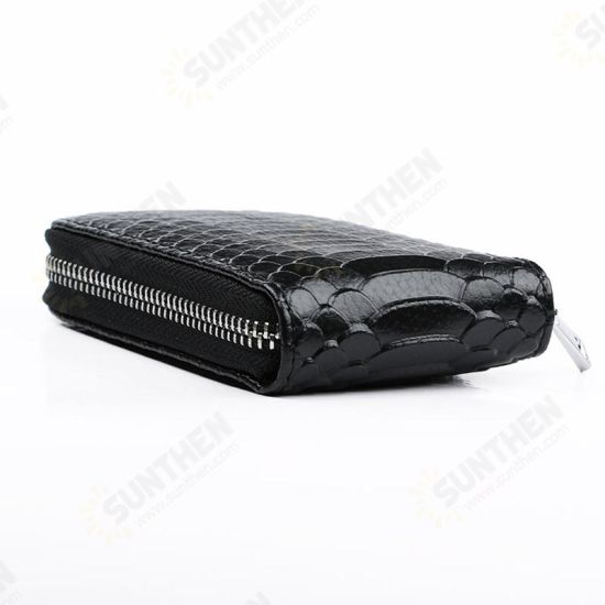 High Quality Zipper Around Genuine Leather Crocodile Pattern Card Holder Wallets Coin Purse