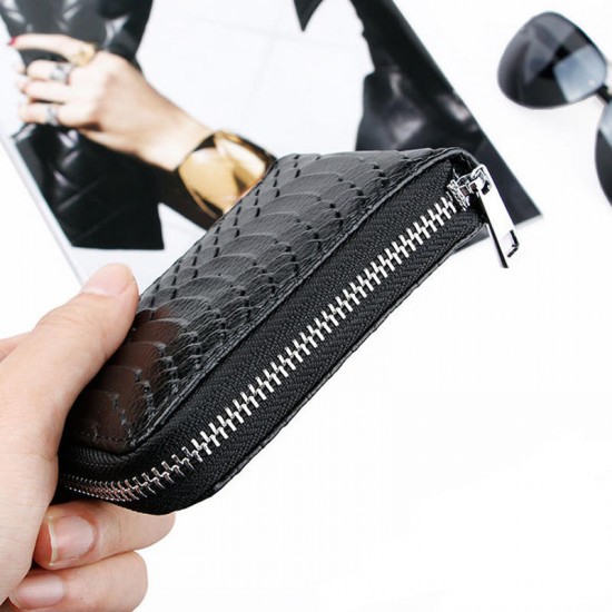 High Quality Zipper Around Genuine Leather Crocodile Pattern Card Holder Wallets Coin Purse