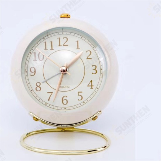 Household Ring Metal Clock Student Table Round Number Home Decor Table Clock Display Cute Version Home Decoration