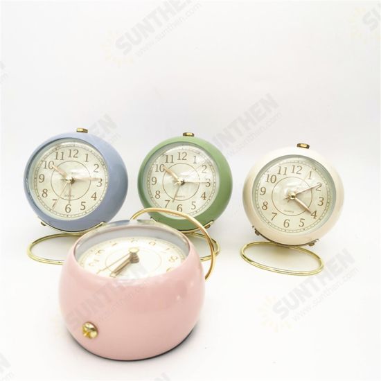 Household Ring Metal Clock Student Table Round Number Home Decor Table Clock Display Cute Version Home Decoration